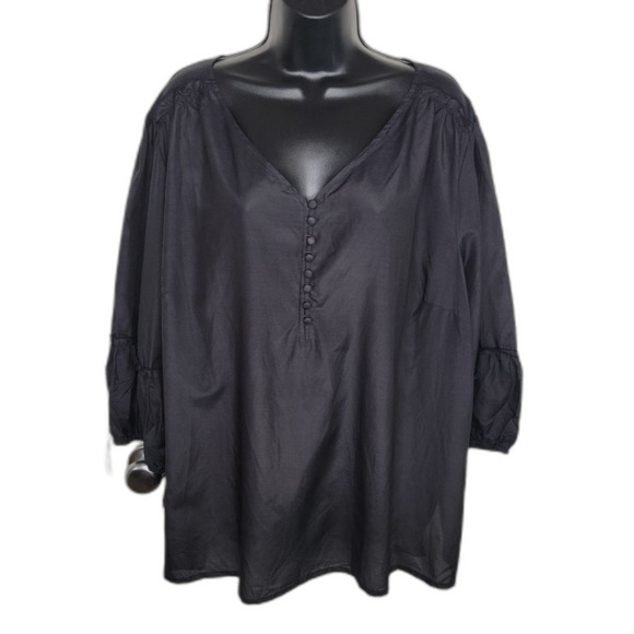 Dialogue Nwt black Stretch V-neck top blouse 3x - Picture 1 of 7